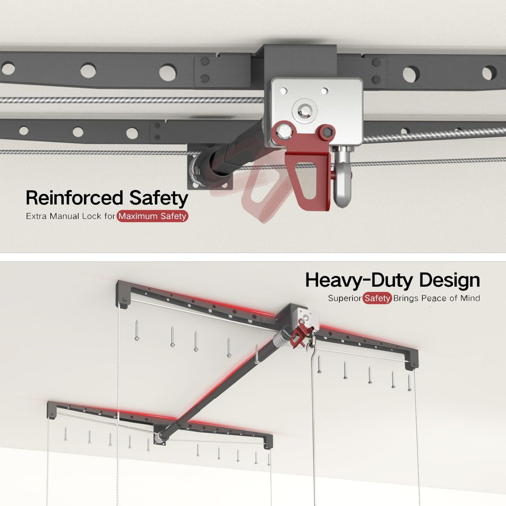 Overhead Garage Storage Rack for 8-10 FT Ceiling, Heavy-duty 4x4 FT Ceiling S...