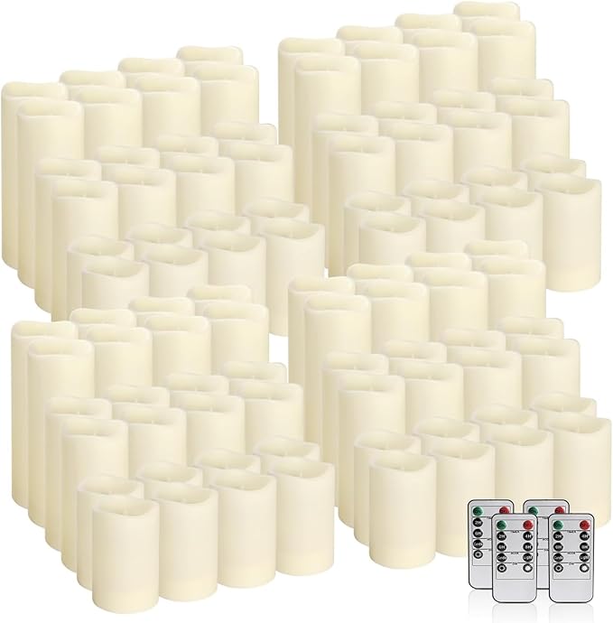Set of 96 Waterproof Outdoor Flameless Candles, LED Candles with 4 Remote and...