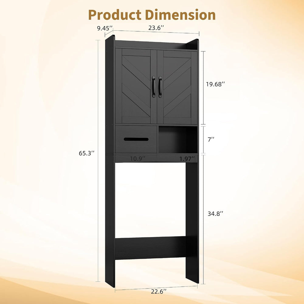 Garvee Over the Toilet Storage Cabinet with Adjustable Shelf, Black