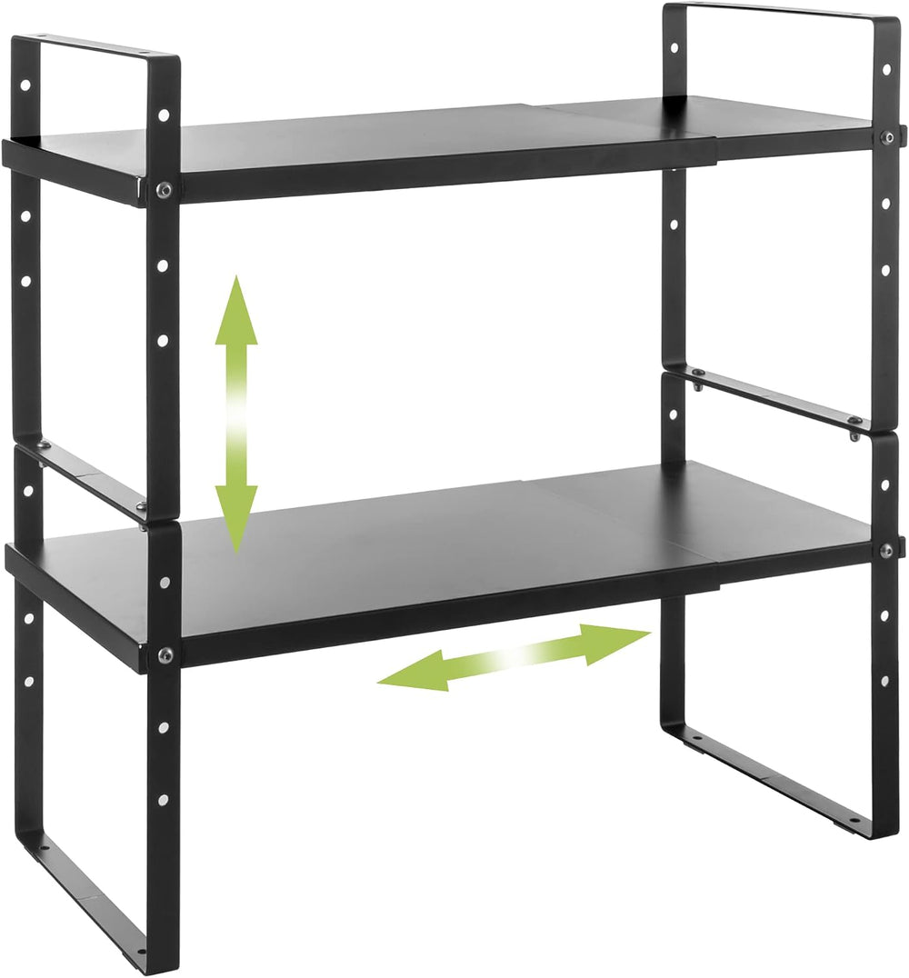 Expandable Cabinet Shelf Organizer Rack, Stackable Kitchen Countertop Organiz...