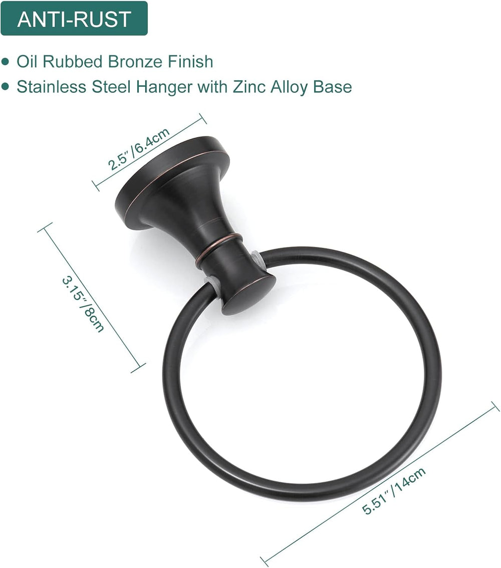Hoimpro Toilet Paper Holder Towel Ring Set, Wall Mount Oil Rubbed Bronze