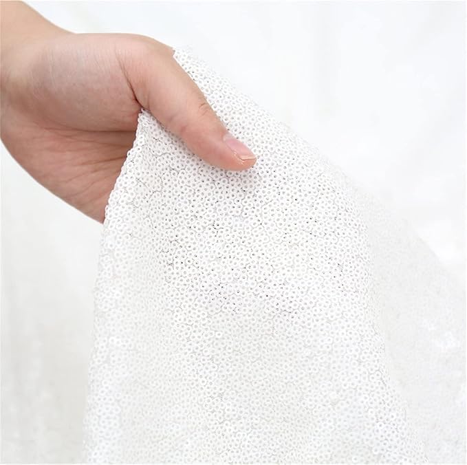 Poise3EHome White Sequin Backdrop Curtain,4 Panels 2FTx8FT Glitter Background...