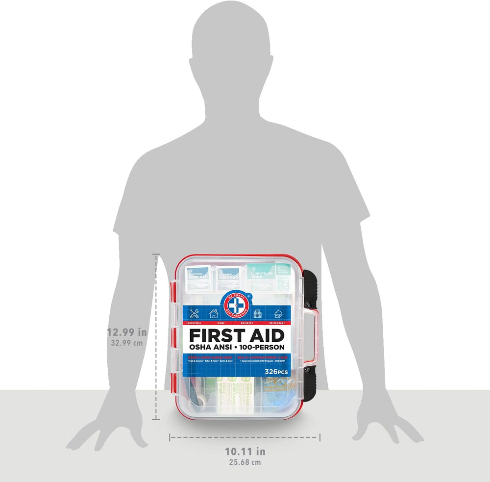 Be Smart Get Prepared 326 Pc OSHA ANSI First Aid Kit Hard Case 100 People