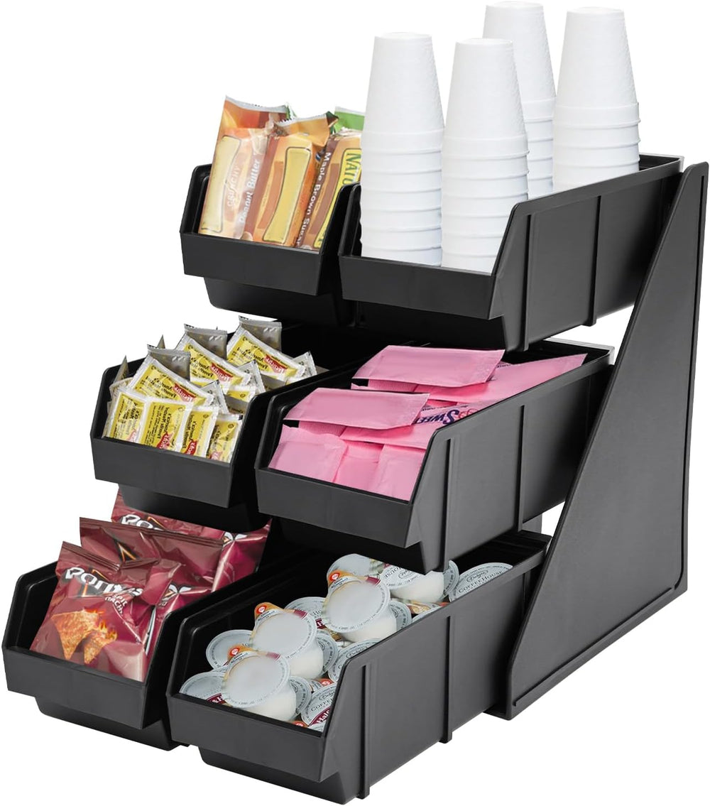 Self Serve Condiment Bin Stand Set, Upright Breakroom Coffee Condiment Storag...