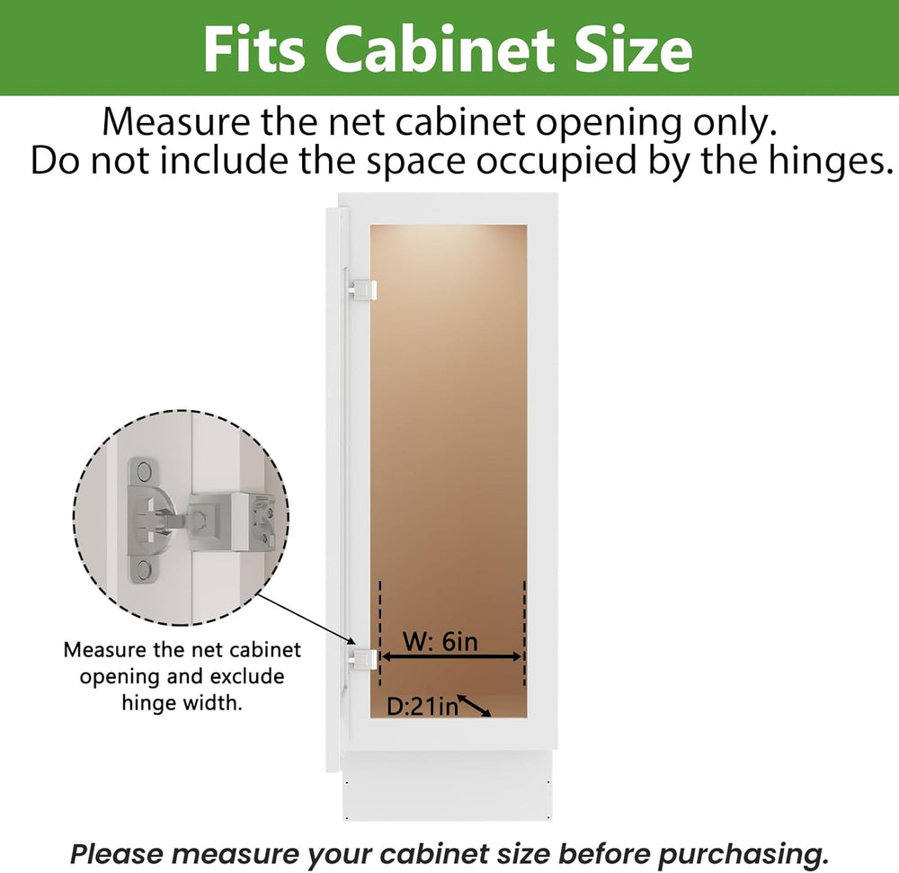 ROOMTEC Pull Out Spice Rack for Narrow Cabinet (5½" W X 20½" D),3 T...