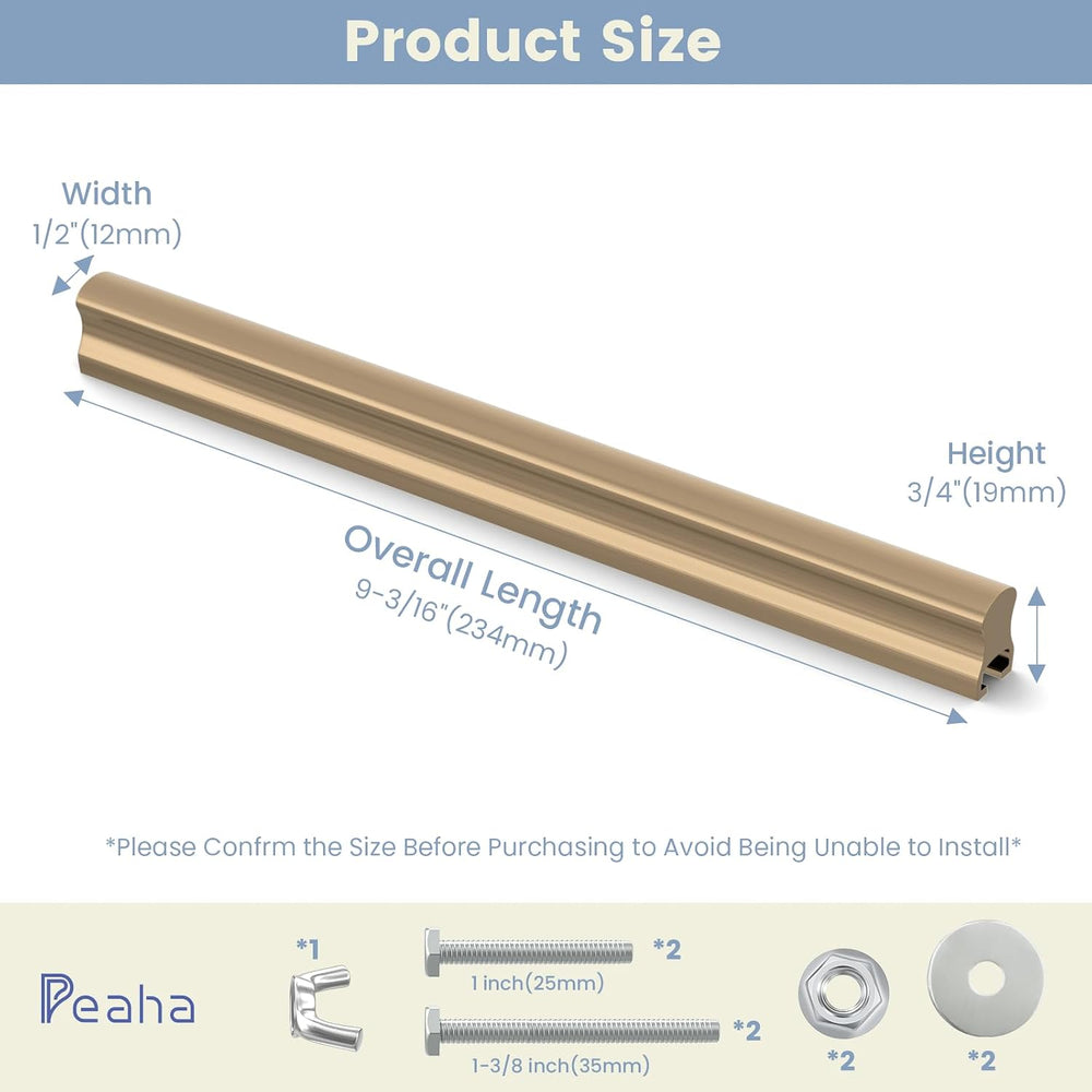 Peaha 10 Pack Adjustable Champagne Bronze Pulls Overall Length 8-13/16"