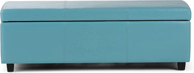 SIMPLIHOME Avalon 48 inch Wide Contemporary Rectangle Storage Ottoman Bench in