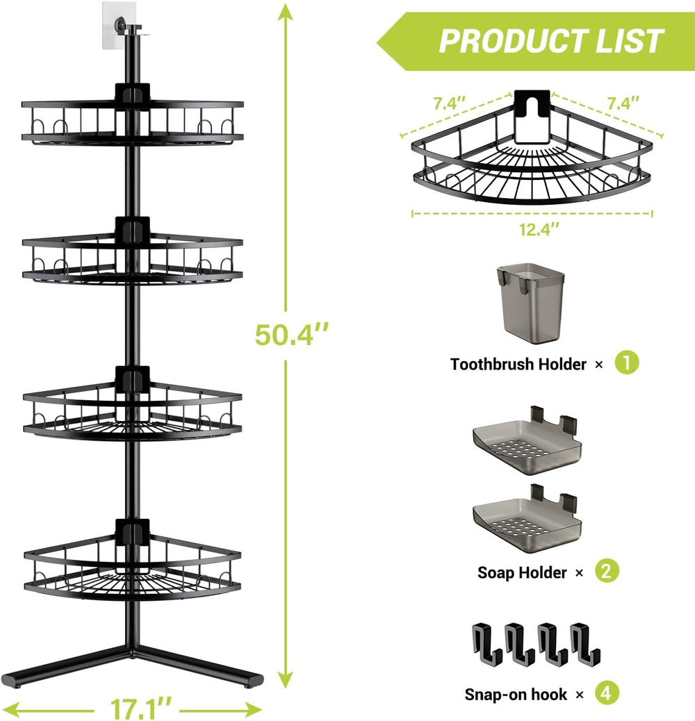 Standing Shower Caddy Corner - Rustproof Bathroom Shower Stand Shelf