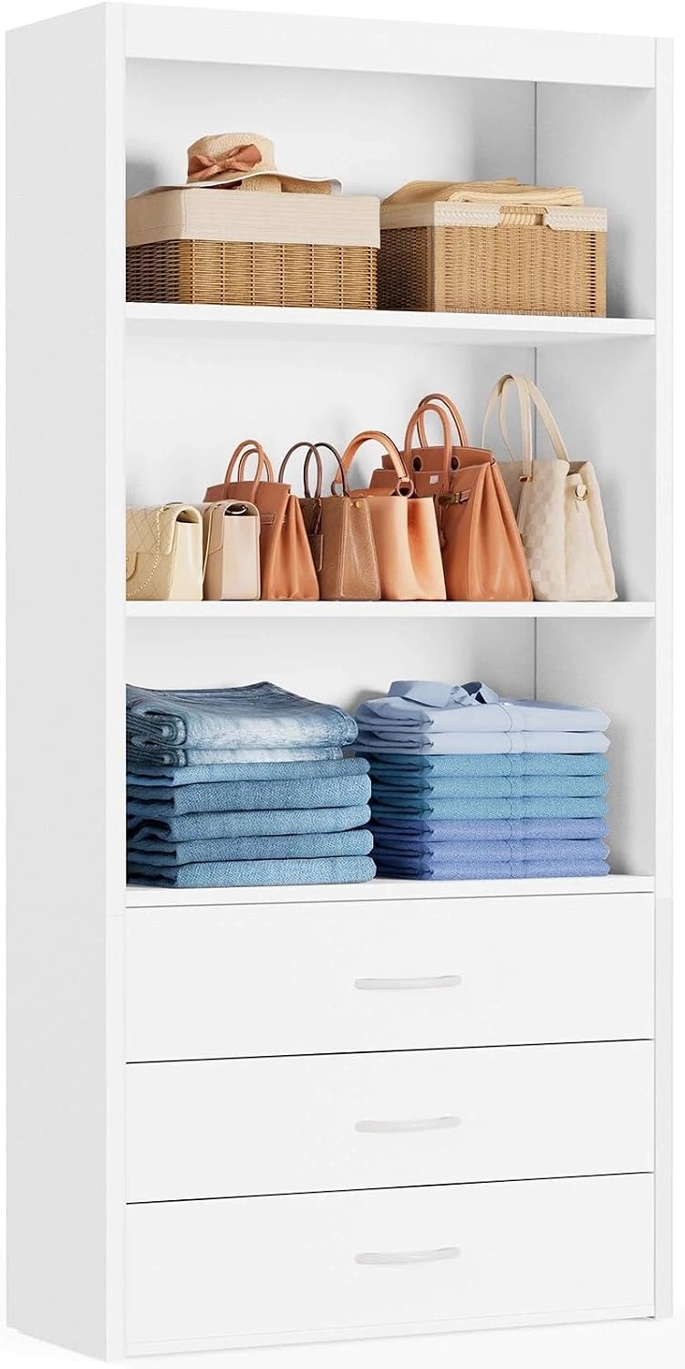 24"W Modular Closet Organizer System with 3 Drawers & Shelves