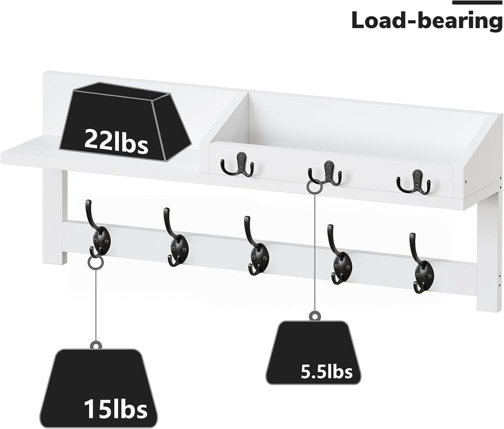 AMBIRD Wall Hooks with Shelf, 26.57 Inch Entryway Wood Coat Hooks for Wall, C...