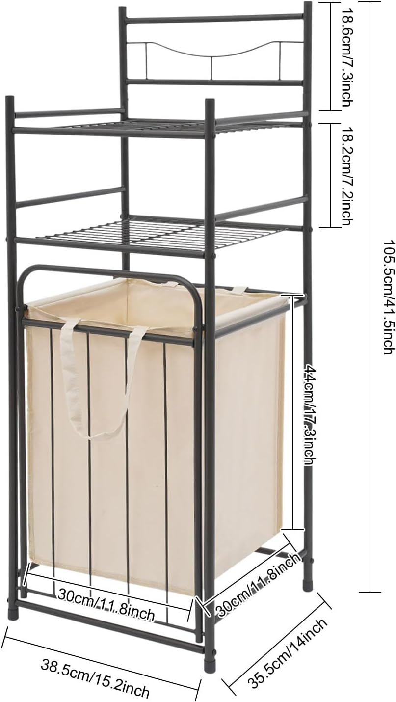 Tilt Out Laundry Hamper, Utility Laundry Basket with 2 Tier Storage Shelf and...