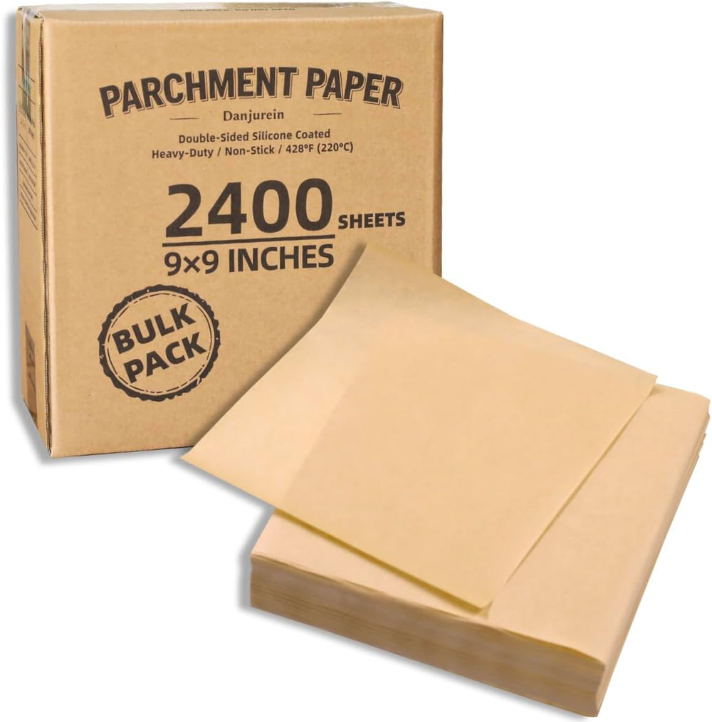 2400 Sheets 9x9" Unbleached Bulk Value Pack Square Parchment Paper