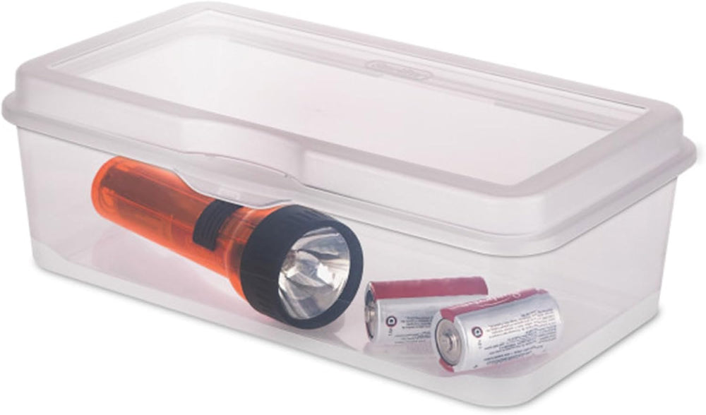 Sterilite Rectangular Large FlipTop, Clear Plastic Storage Box, 6-Pack