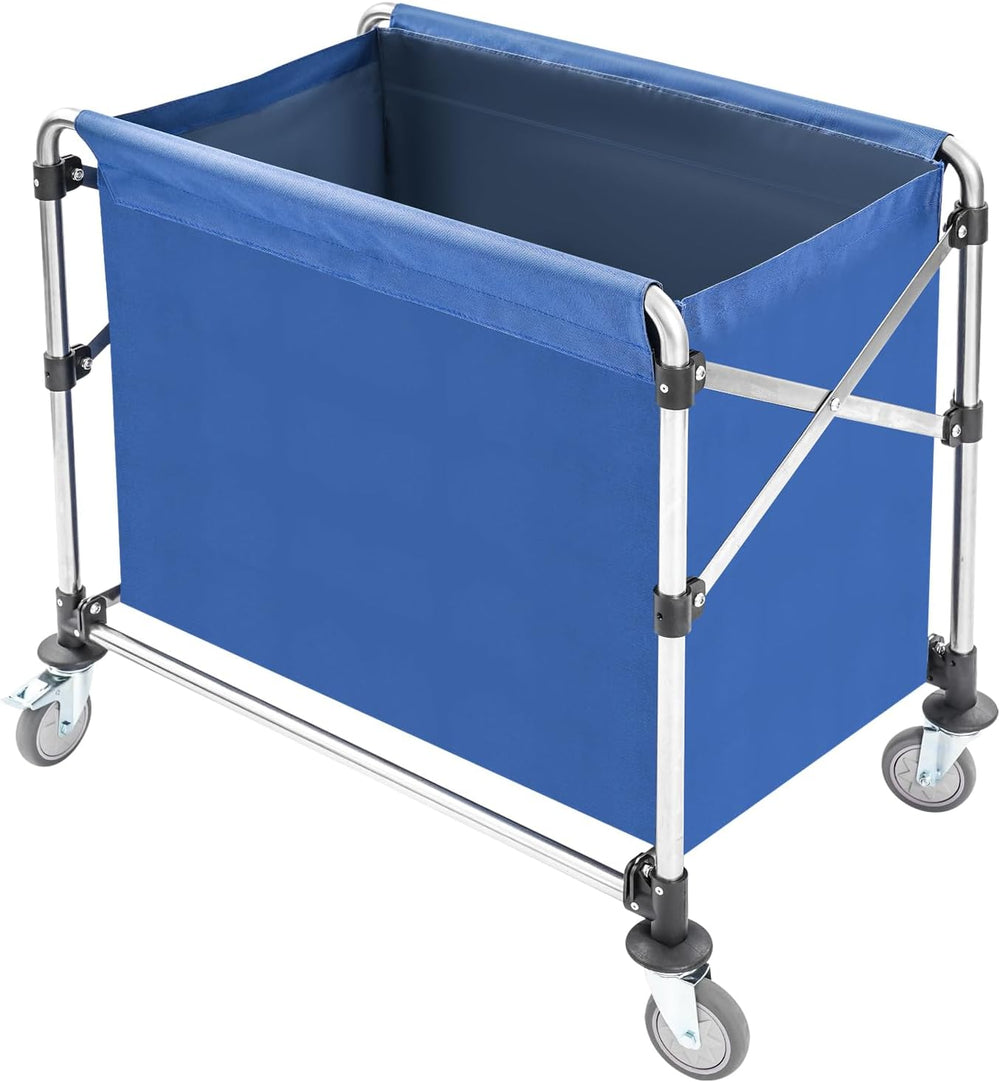 Commercial Laundry Cart with Wheels,Folding Laundry Hamper Cart,Heavy Duty Ro...