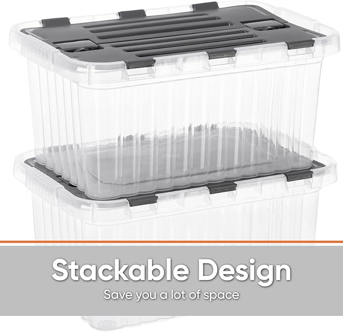 Superio Storage Bins with Lids, Stackable Totes, BPA Free, Odor Free, Organiz...