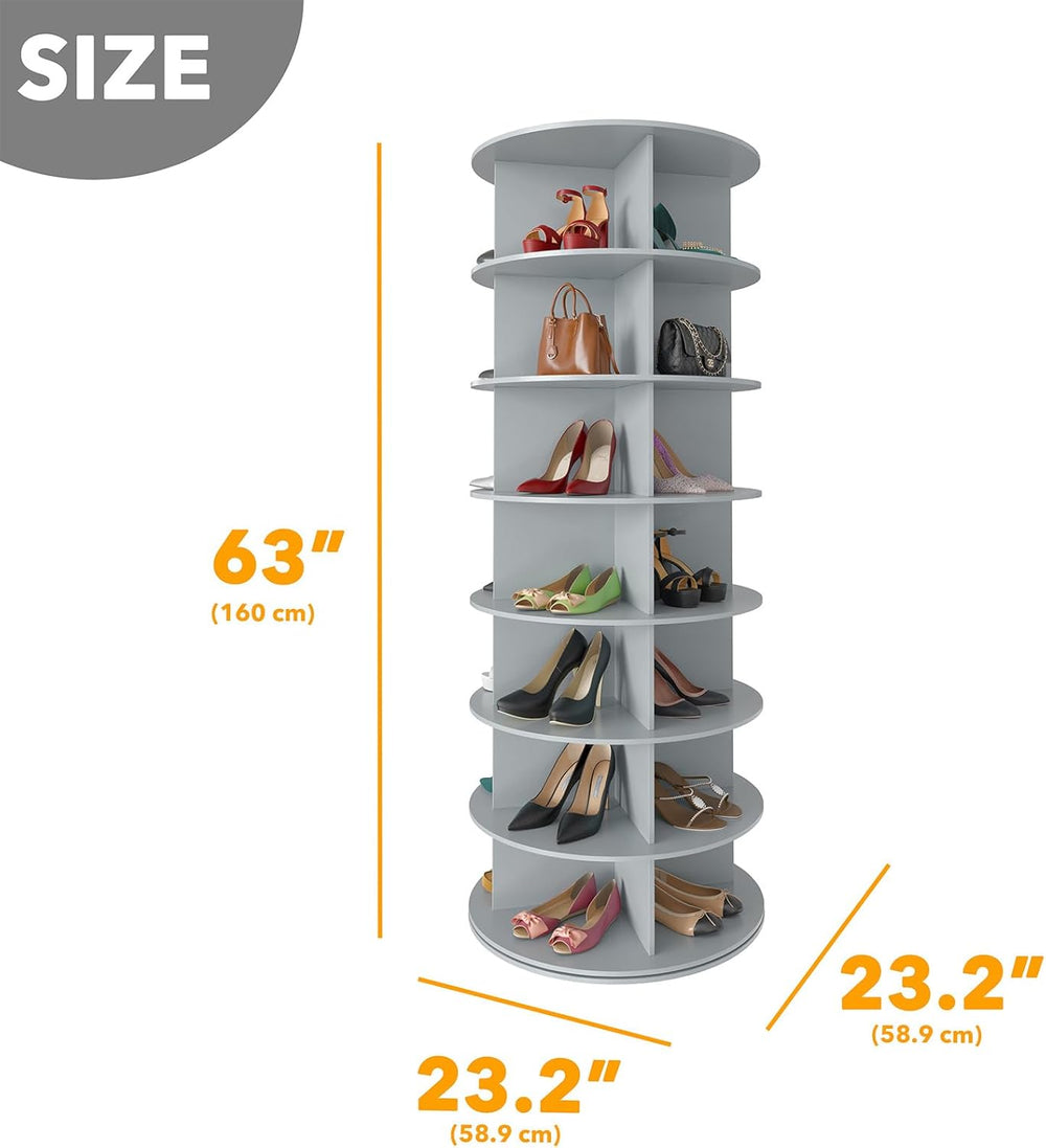 SpaceAid 7 Tier Rotating Shoe Rack Tower, Spinning Shoe Display Lazy Susan, R...