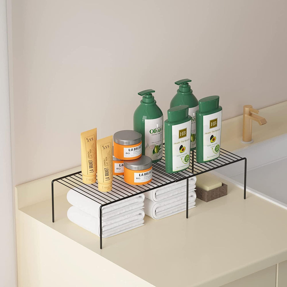 Kitchen Cabinet Expandable Shelf Organizers Set of 4, Adjustable Metal Wire P...