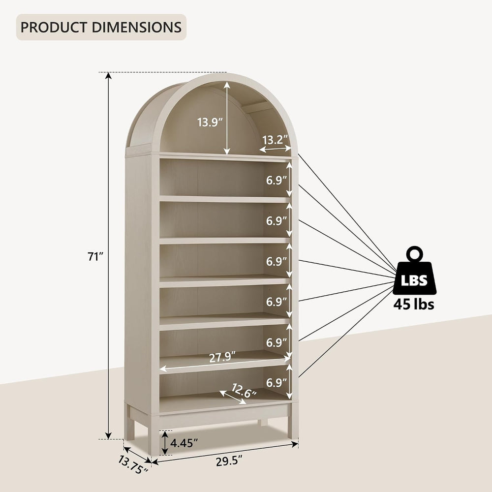 IFGET 71" Tall Arched Shoe Storage Cabinet, 7 Tiers Shoe Rack-Cream