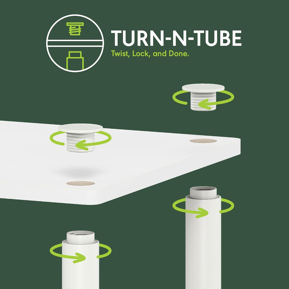 Furinno Turn-N-Tube Storage Shelves, 3-Tier Open Frame Book Shelf, Standing C...