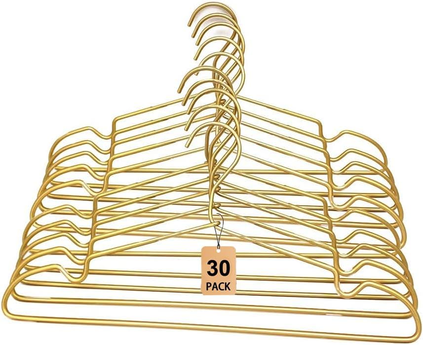 30 Pack Gold Matt Metal Hangers Coat Clothes Hangers with Notches,16.5" ...