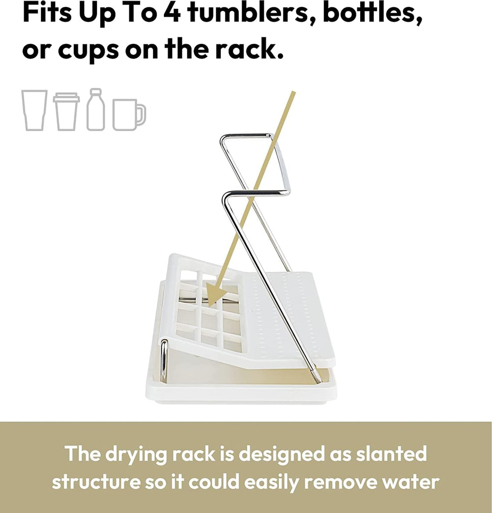 carrotez Bottle Drying Rack with Drain Tray, White