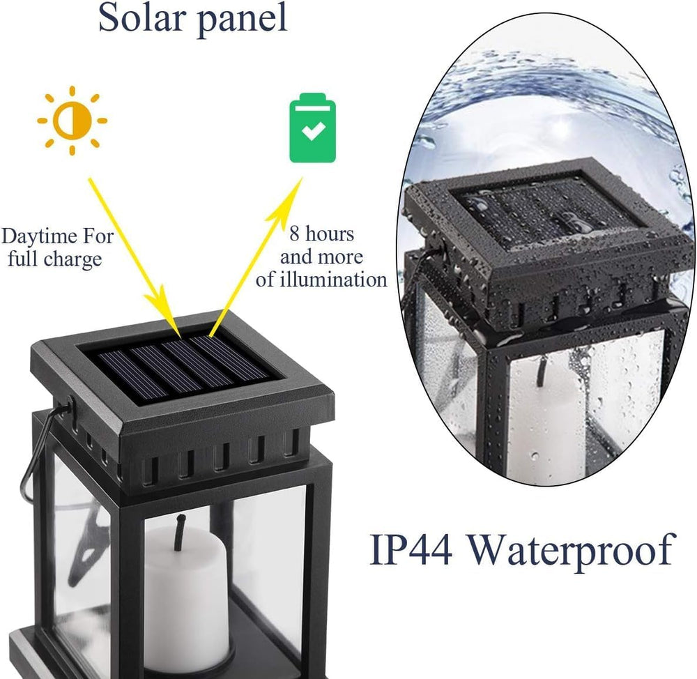 GIGALUMI 8 Pack Solar Hanging Lantern Outdoor, Candle Effect Light