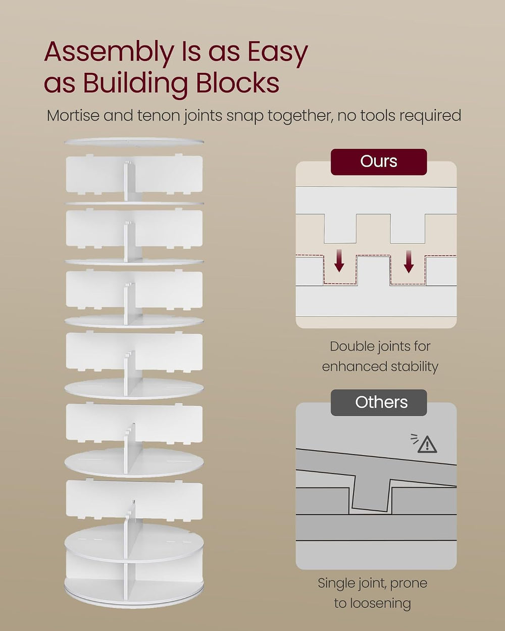 VASAGLE 7-Tier Rotating Shoe Rack Tower, Free Standing