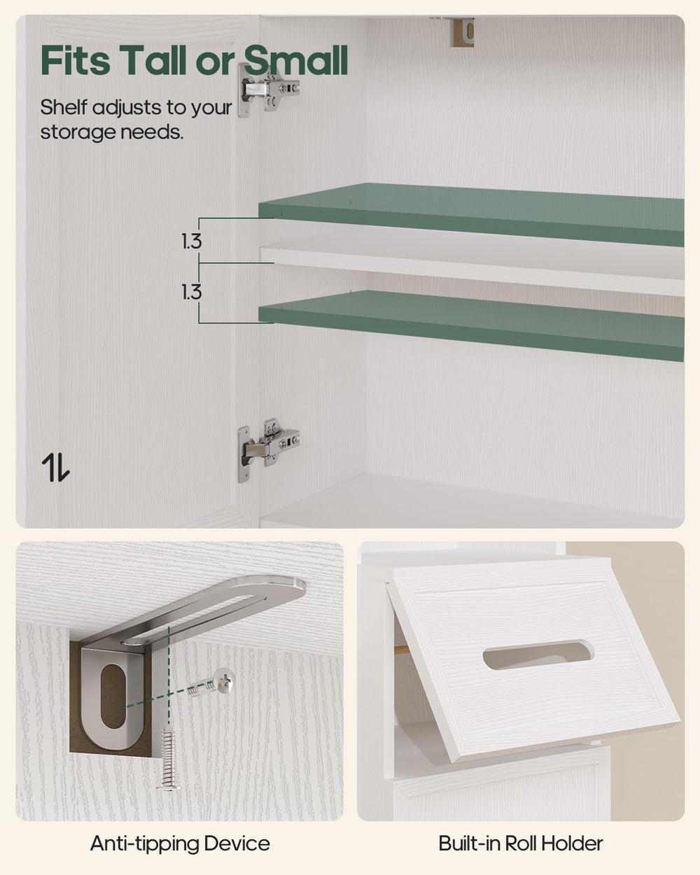 7-Tier Over Toilet Storage Cabinet, 2-in-1, Separable Bathroom Storage