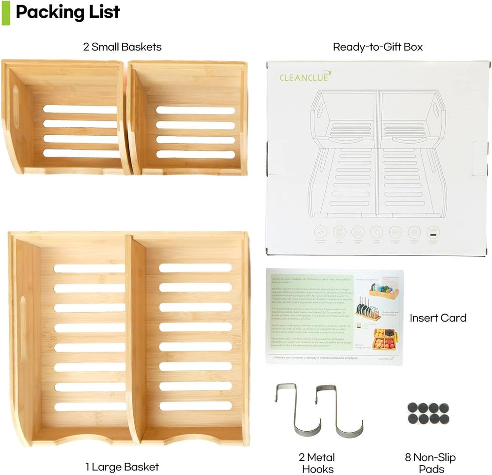 Potato and Onion Storage Bin, Stackable Bamboo Pantry Storage Organizer