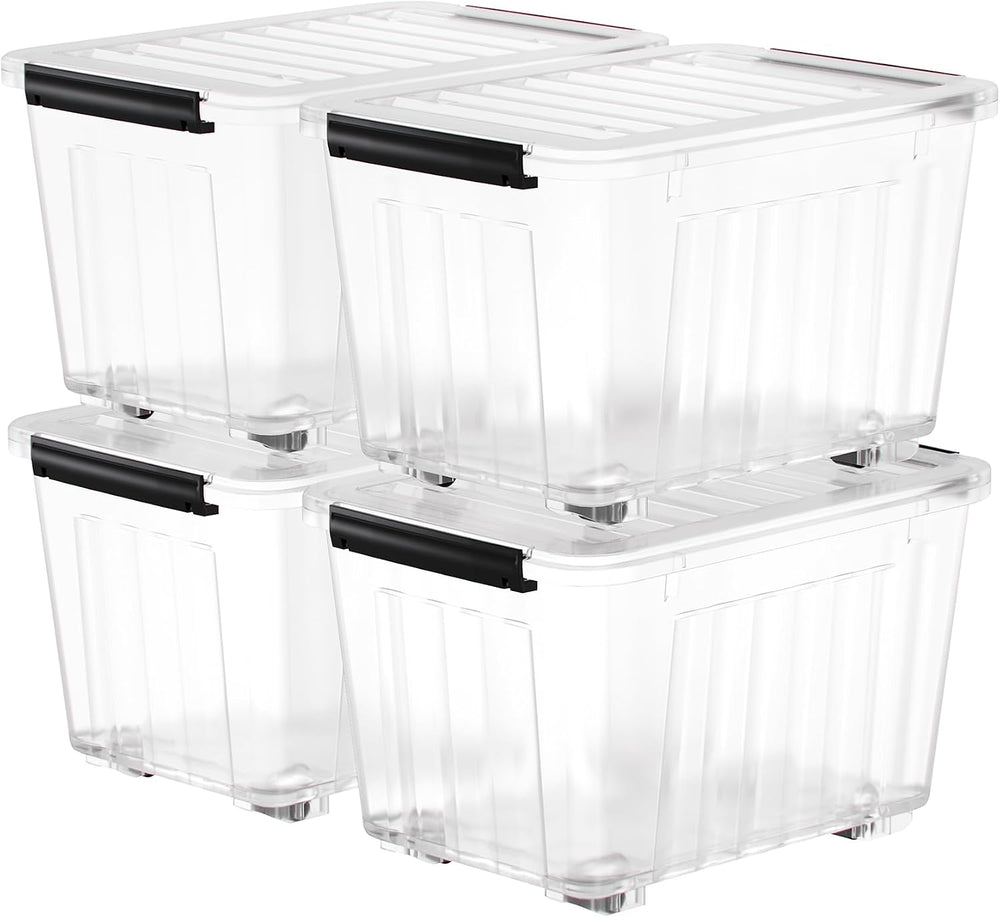 Nazhura 72 Quart Plastic Storage Bin, Stackable and Nestable Storage Boxes wi...