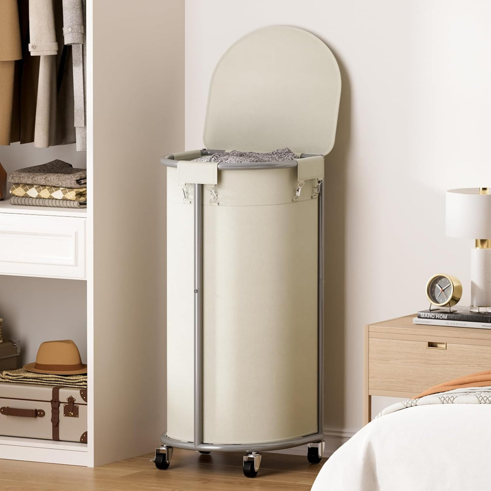 Laundry Hamper with Wheels and Lid, 100L Half Round Rolling Laundry Basket