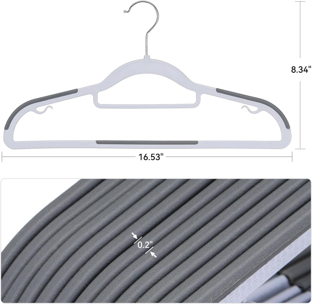 Heavy Duty Plastic Hangers 50 Pack, Non Slip Clothes Hangers with Rubber Pads...