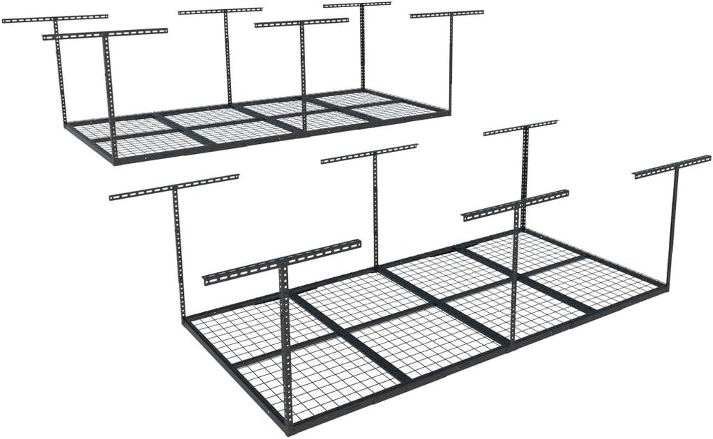 FLEXIMOUNTS 4x8 Overhead Garage Ceiling Storage Rack, 2 Pack, Black