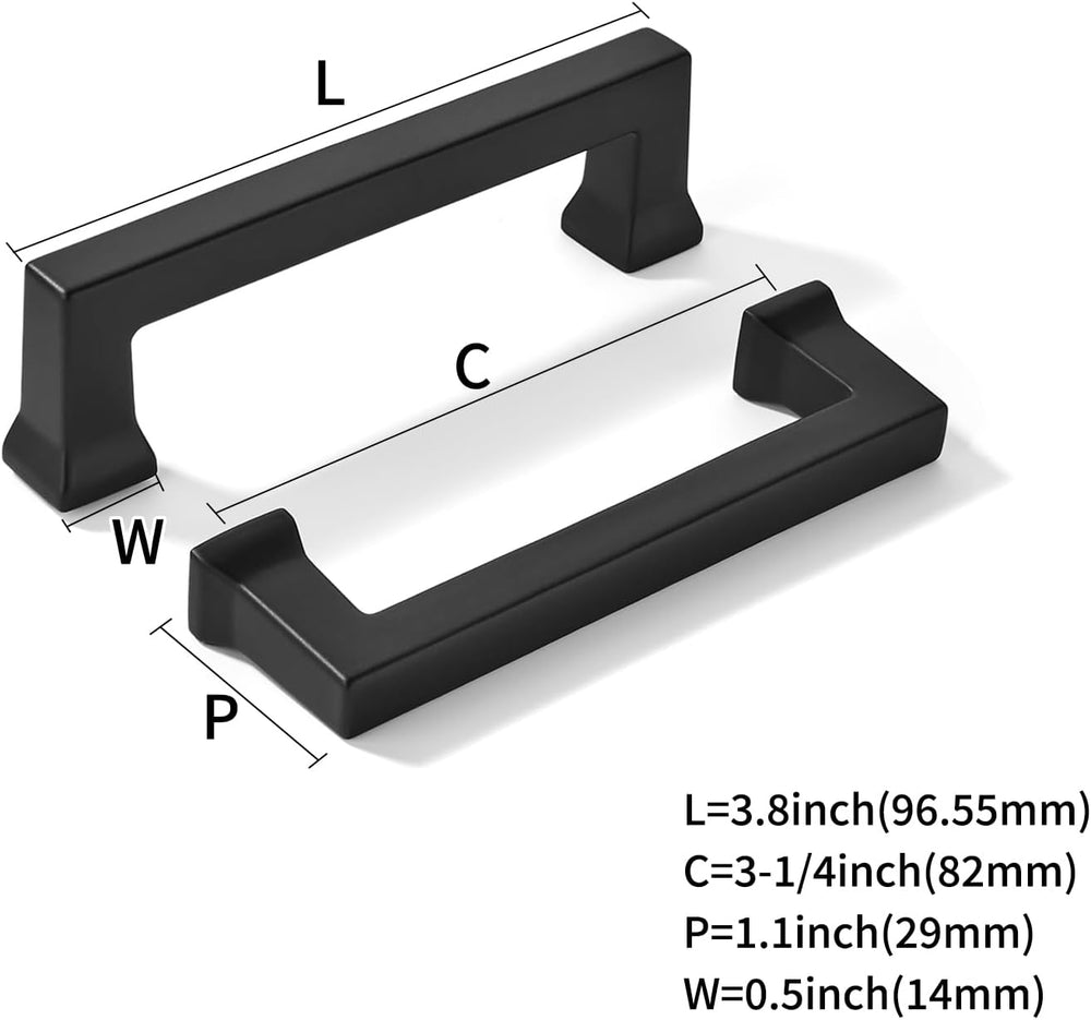 khtumeware 10 Pack 3-1/4inch(82mm) Hole Center Black Cabinet Pulls Heavy-Duty...
