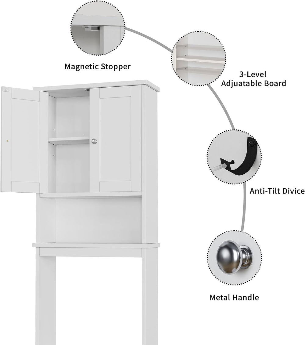 Shintenchi Over the Toilet Storage Cabinet, Bathroom Shelf, White