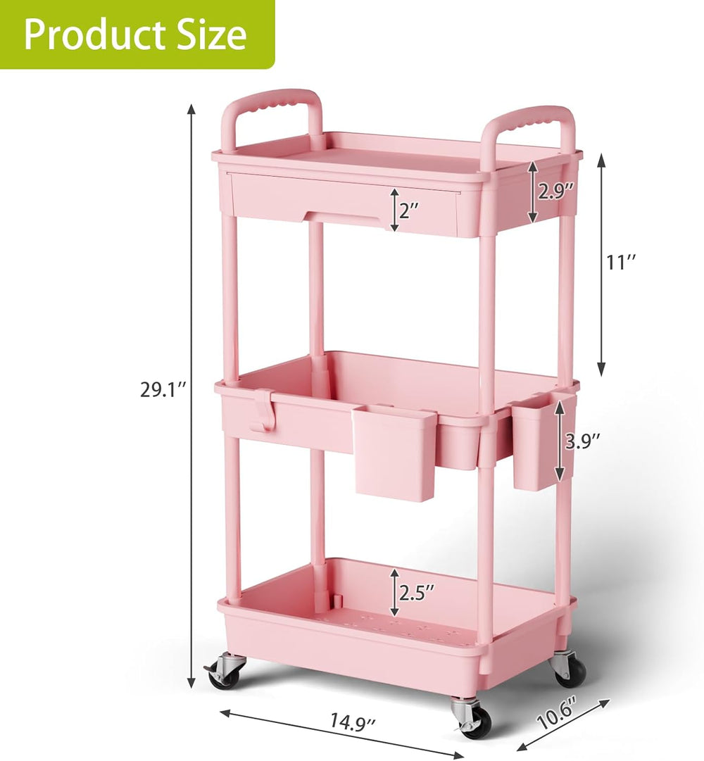 Sorgion 3 Tier Rolling Cart Organizer,Laundry Room Bathroom Organizers and St...