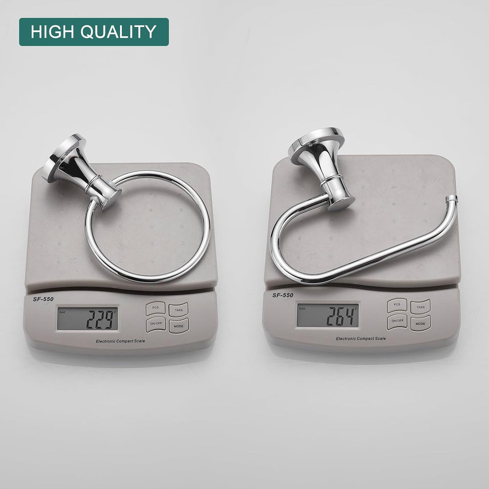 Hoimpro Toilet Paper Holder Towel Ring Set, Wall Mount Polished Chrome