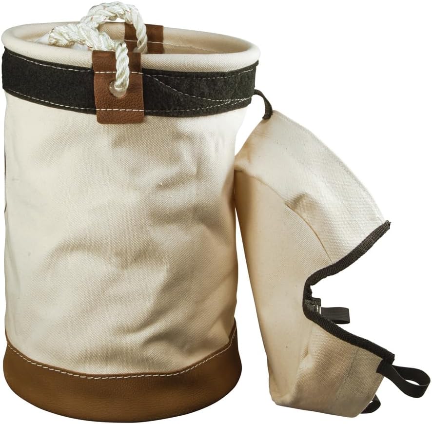 Klein Tools 5104VT Leather Bottom Bucket with Velcro Top Featuring Multiple A...