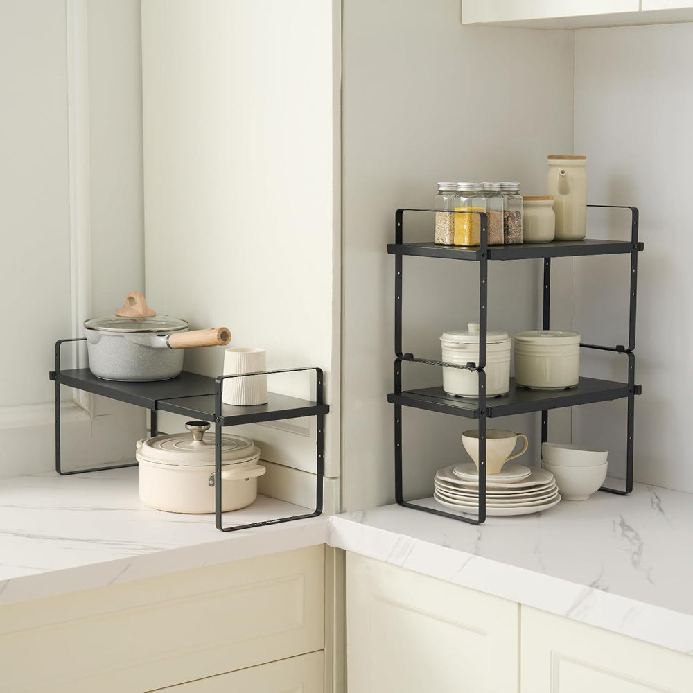 VEVOR Adjustable Kitchen Cabinet Shelf Organizer, Expandable 2 Tier Cabinet S...