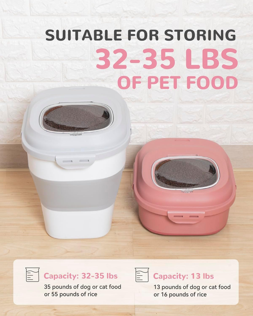 30-35Lbs Airtight Dog Food Storage Container,Collapsible Dog Food Container