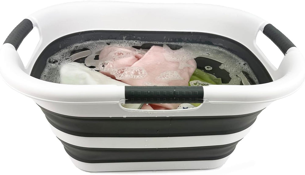 SAMMART 30L (7.9 gallons) Collapsible Plastic Laundry Basket/Washing Tub - Fo...