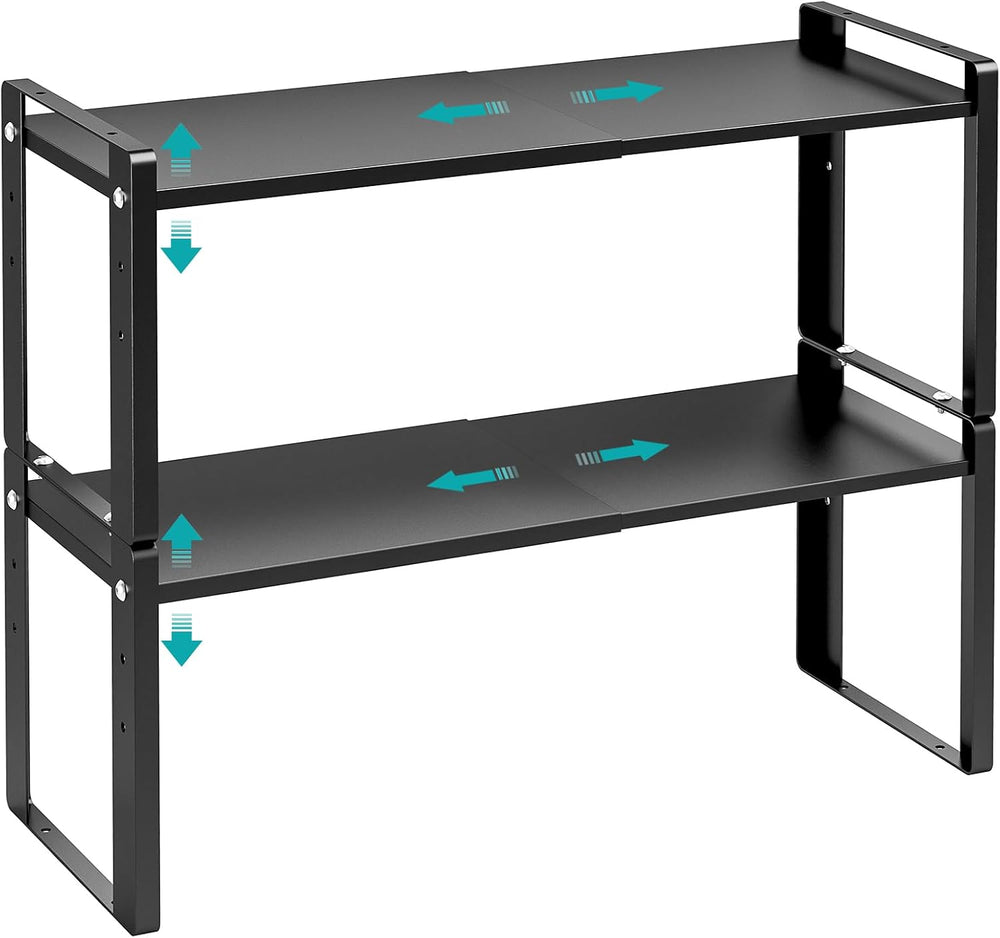 2 Pack Expandable Cabinet Organizer Shelves, 88lbs High Weight Capacity, Stac...