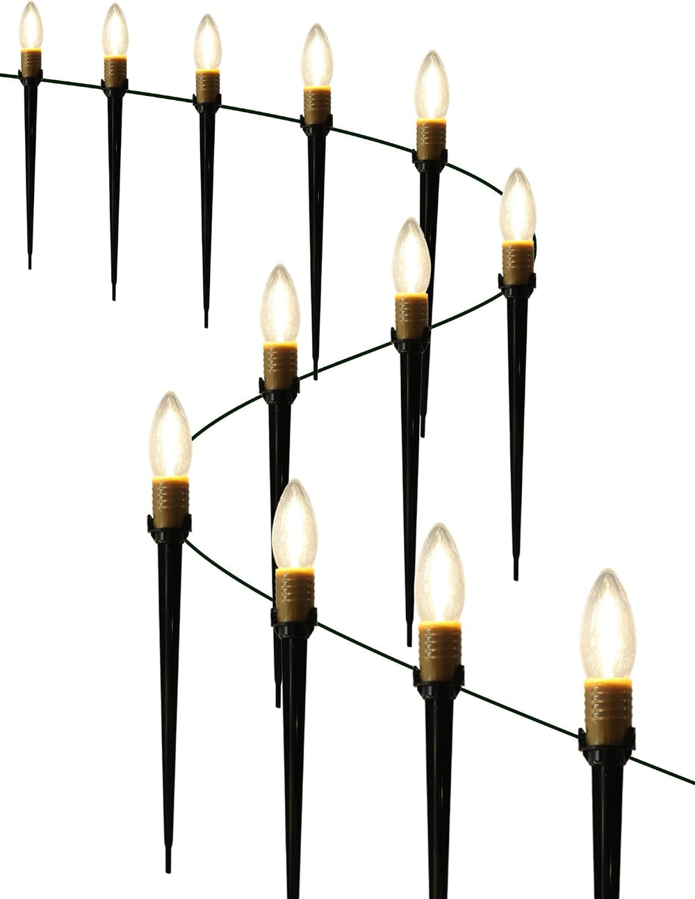25 Pack Outdoor Lights Plug in, 38.5FT Outdoor Pathway Lighting with Heavy Du...