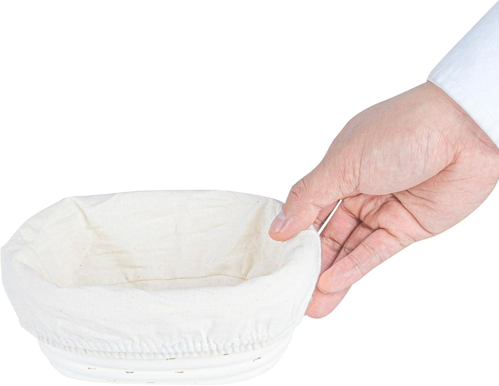 Restaurantware Oval Rattan Banneton Proofing Basket, 2 Cotton Liners, 1 Ct