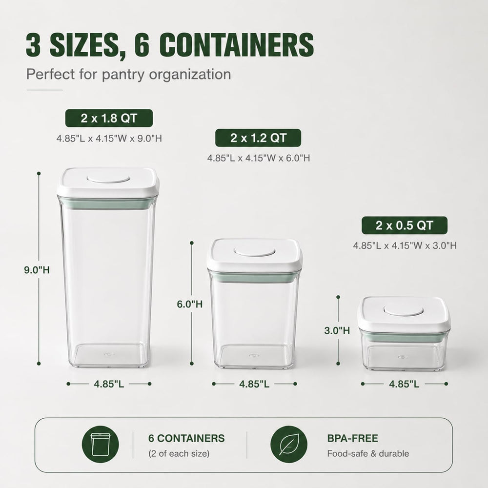 Pop Airtight Food Storage Containers with Lids Stackable Containers for Kitch...