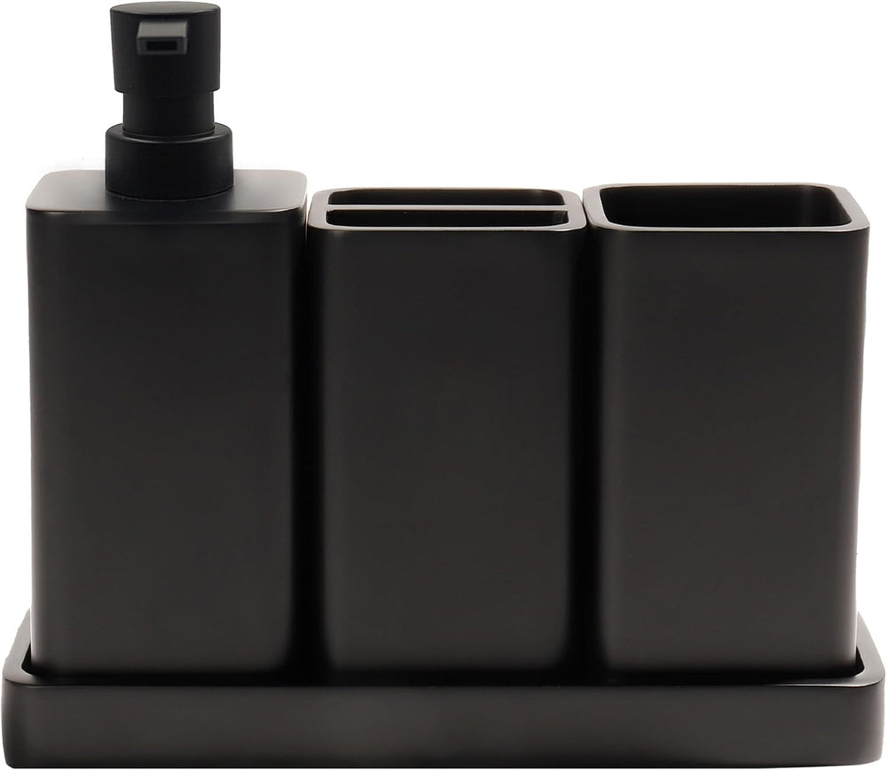 Bathroom Accessories Set, 4 Piece Toothbrush Holder Set, Matte Black