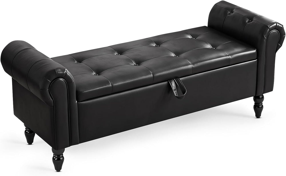 Furniliving 55” End of Bed Bench, Bedroom Bench with Button-Tufted, Large Uph...