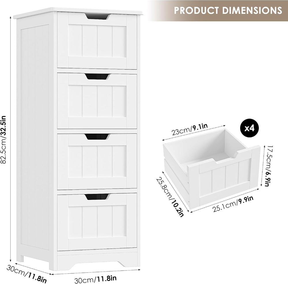 FOTOSOK Bathroom Storage Cabinet with 4 Drawers, Small Bathroom Cabinet