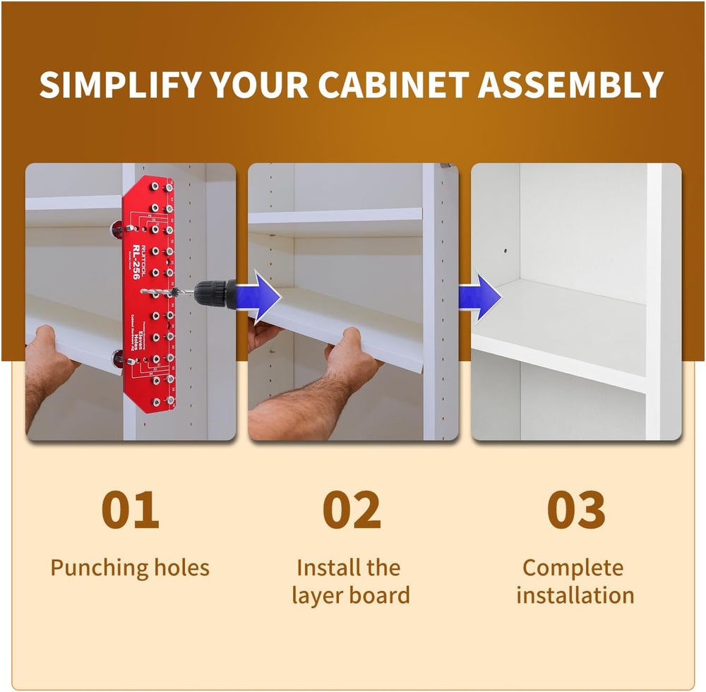 RUITOOL Shelf Pin Jig, 11-Hole Aluminum Shelf Hole Jig with Built-in Clamp