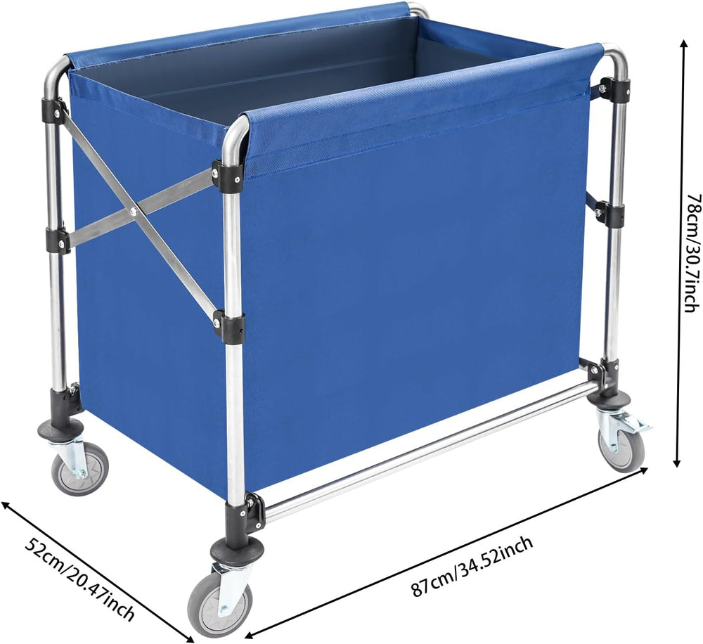 Commercial Laundry Cart with Wheels,Folding Laundry Hamper Cart,Heavy Duty Ro...